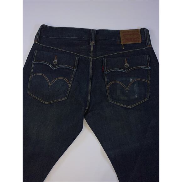 Levis Size 34 Slim Straight Fit Medium Wash Blue Denim Jeans Red Tab Flap Pocket - Picture 8 of 11